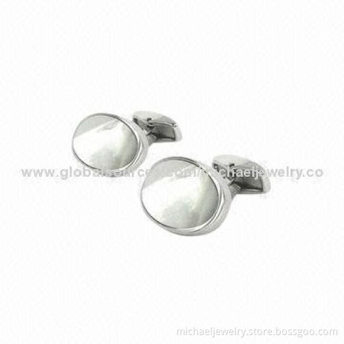 Stainless steel cufflinks with mop stone, concise and lovely